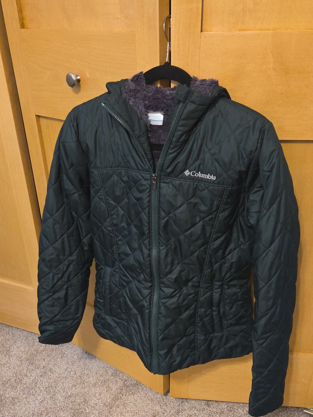 Women's Columbia Green Quilted Hooded Puffer Jacket